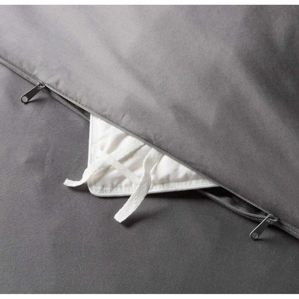 Threshold Full/Queen Performance Sateen Duvet Cover Sham Set Dark Gray NEW